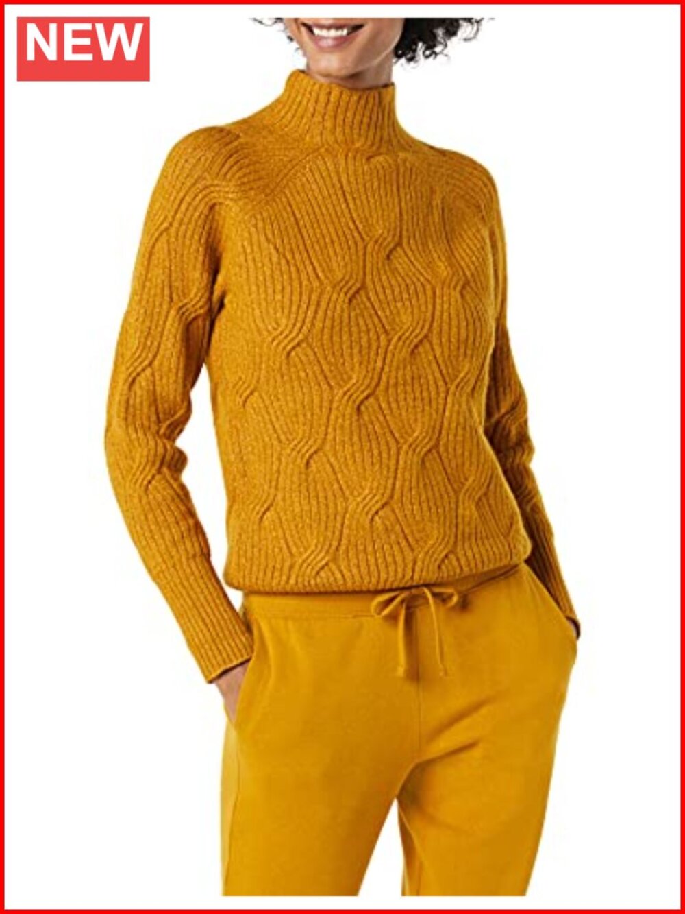 Women's Cable Knit Funnel Neck Long Sleeve Winter Pullover Sweater